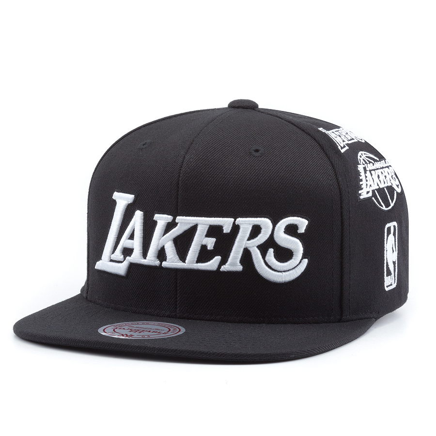 Бейсболка Mitchell & Ness - Los Angeles Lakers Team Logo History Snapback (black)