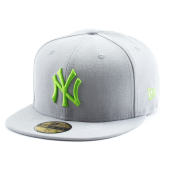 Бейсболка New Era- New York Yankees Basic (grey/cyber green) 59FIFTY