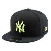 Бейсболка New Era- New York Yankees Basic (black/cyber green) 59FIFTY