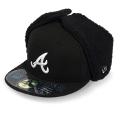 Бейсболка-Ушанка New Era- Atlanta Braves DWR Basic Dog Ear (black/white) 59FIFTY