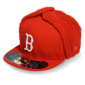 Бейсболка-Ушанка New Era- Boston Red Sox DWR Basic Dog Ear (scarlet/white) 59FIFTY