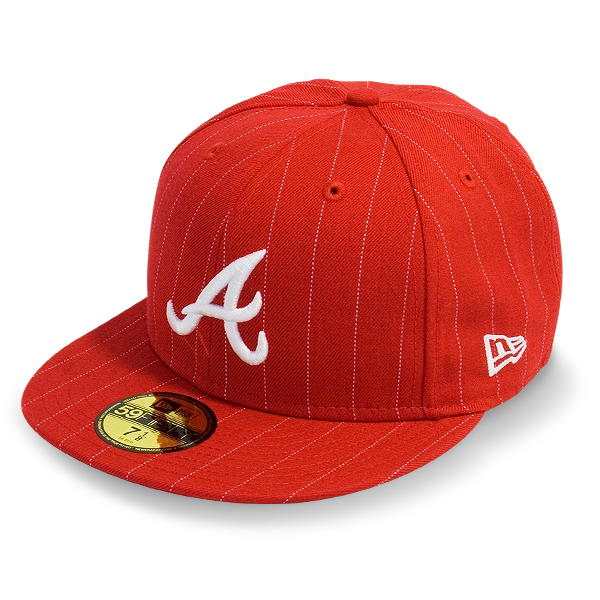 Бейсболка New Era - Atlanta Braves Basic Pinstripe (scartlet/white) 59FIFTY
