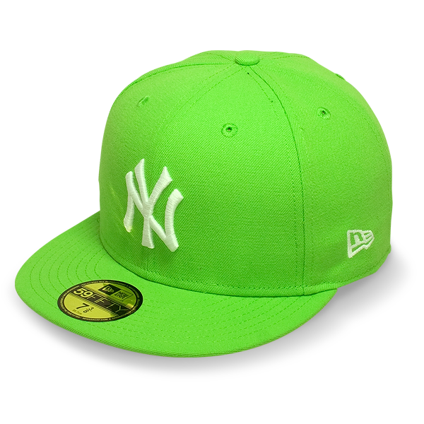 Бейсболка New Era - New York Yankees Basic (lime/white) 59FIFTY