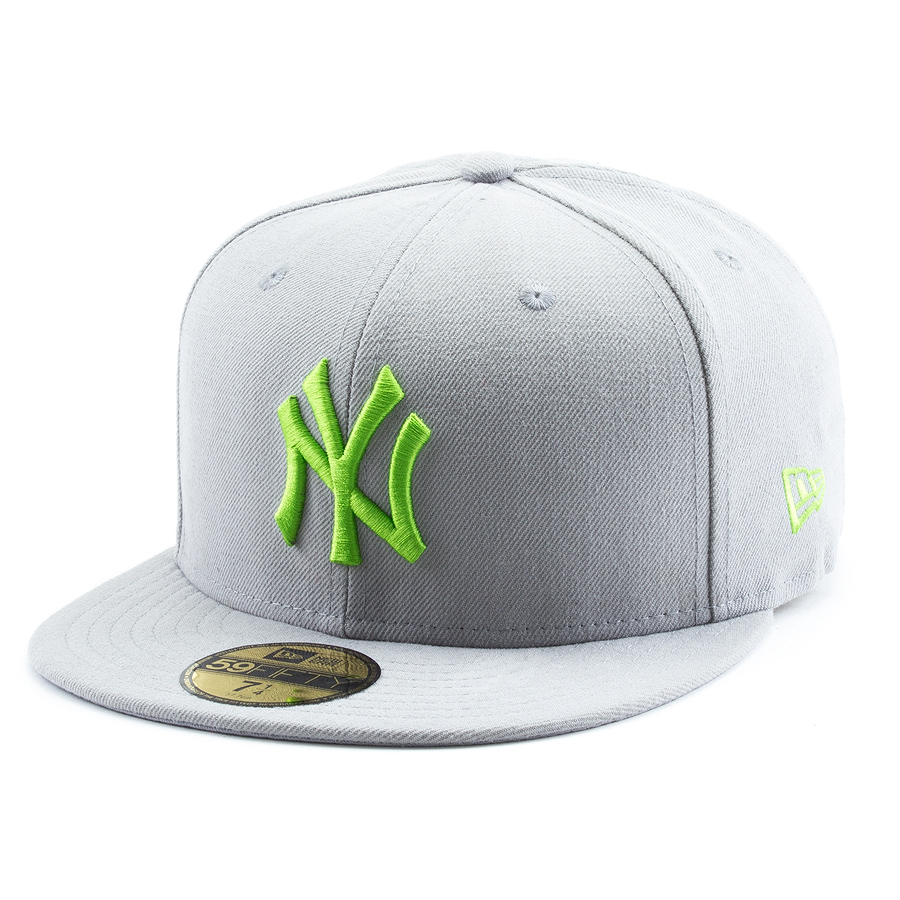 Бейсболка New Era - New York Yankees Basic (grey/lime) 59FIFTY