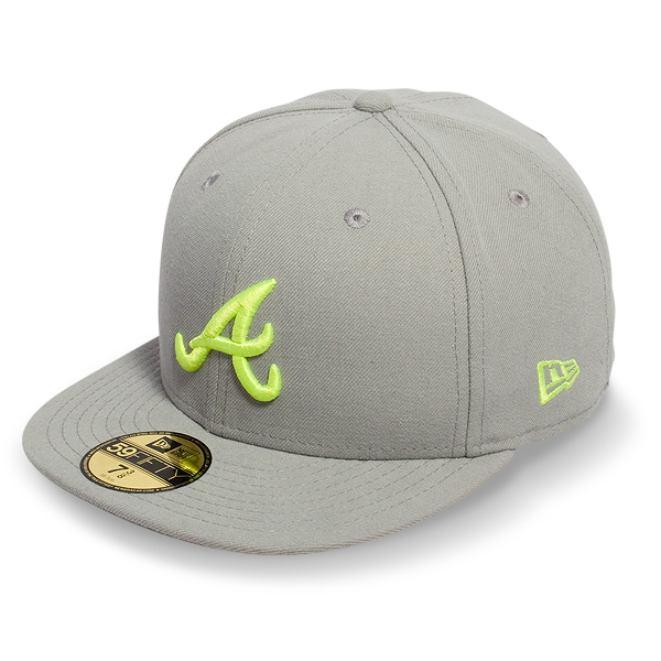 Бейсболка New Era - Atlanta Braves Basic (grey/cyber green) 59FIFTY