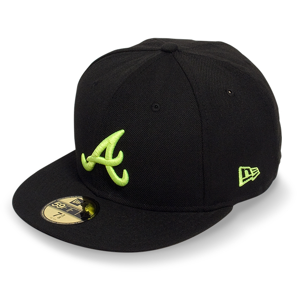 Бейсболка New Era - Atlanta Braves Basic (black/cyber green) 59FIFTY