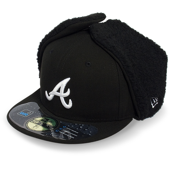 Бейсболка-Ушанка New Era - Atlanta Braves DWR Basic Dog Ear (black/white) 59FIFTY