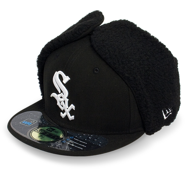 Бейсболка-Ушанка New Era - Chicago White Sox DWR Basic Dog Ear (black/white) 59FIFTY