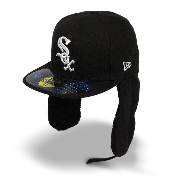 Бейсболка-Ушанка New Era - Chicago White Sox DWR Basic Dog Ear (black/white) 59FIFTY