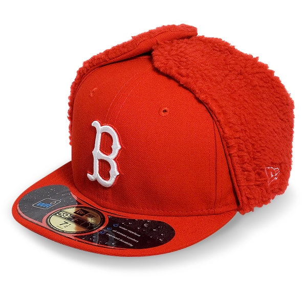 Бейсболка-Ушанка New Era - Boston Red Sox DWR Basic Dog Ear (scarlet/white) 59FIFTY