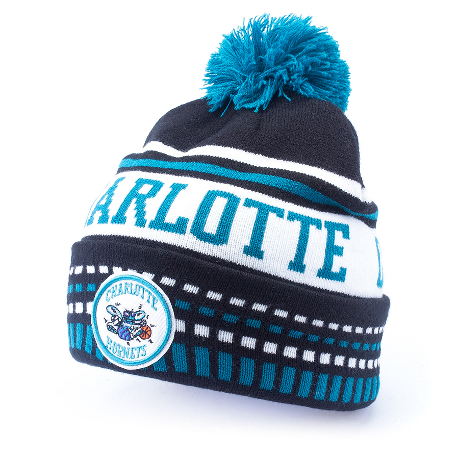 Шапка Mitchell & Ness Nba Charlotte Hornets Jacq Team Logo Cuff W/Pom Knit  - купить в интернет магазине capandcap.ru | Capandcap - магазин бейсболок и  кепок Stetson, Herman, Goorin Bros., Caps Lab,