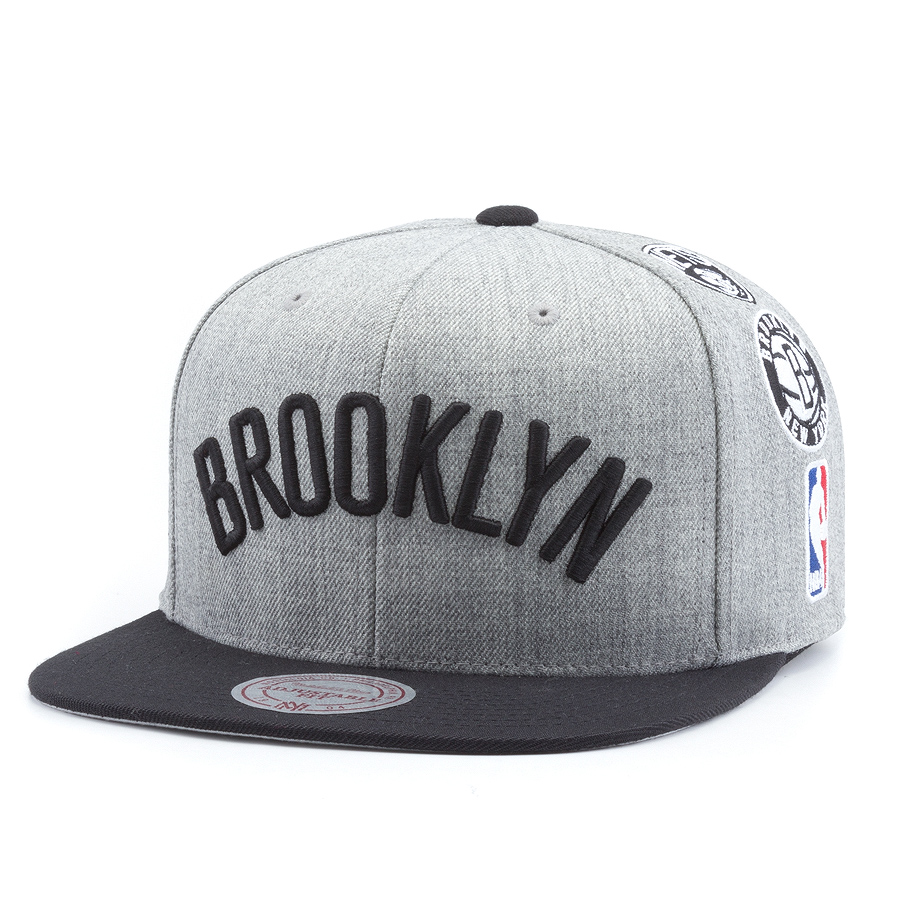 Бейсболка Mitchell & Ness - Brooklyn Nets Team Logo History Snapback (grey/black)