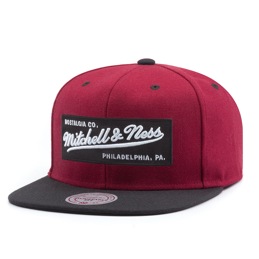 Бейсболка Mitchell & Ness - Box Logo Snapback (burgundy/black)