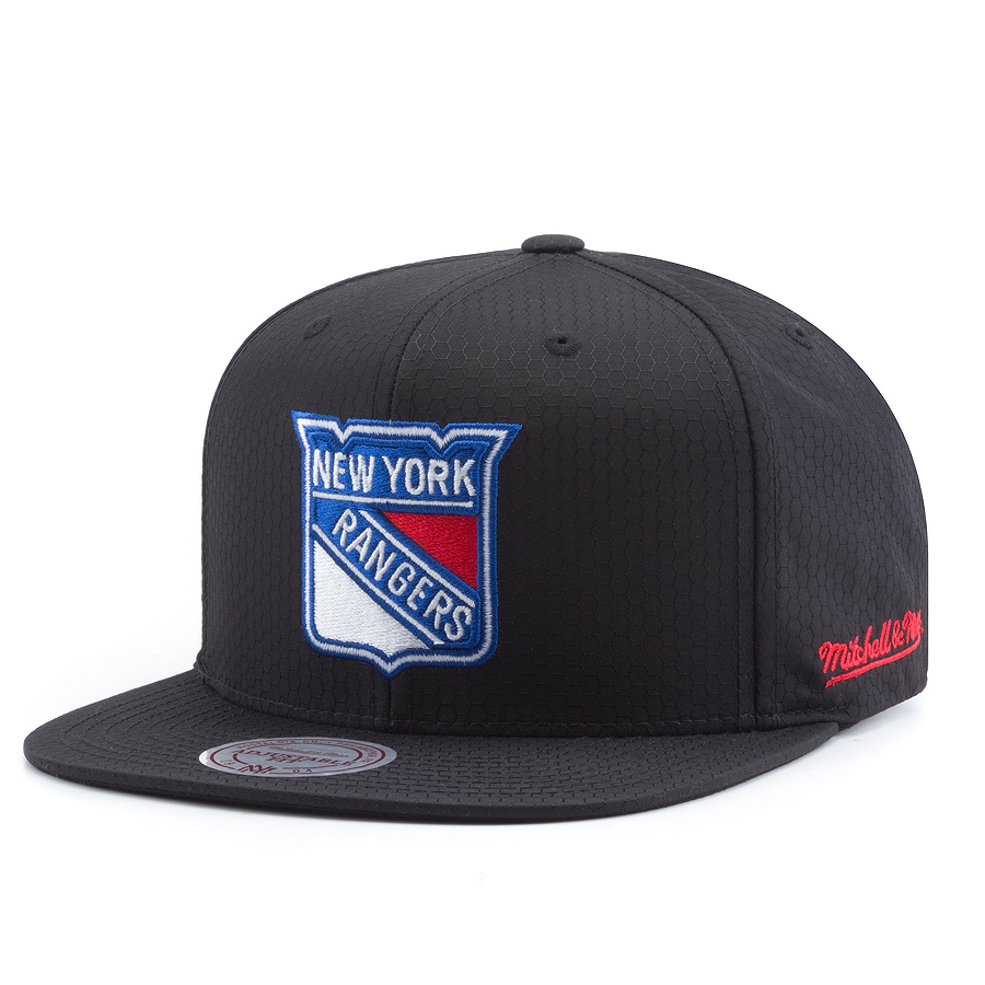 Бейсболка Mitchell & Ness - New York Rangers Black Ripstop Honeycomb Snapback