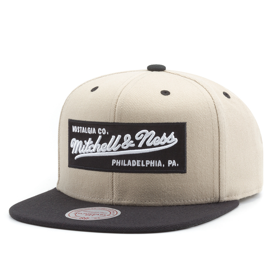 Бейсболка Mitchell & Ness - Box Logo Snapback (sand/black)