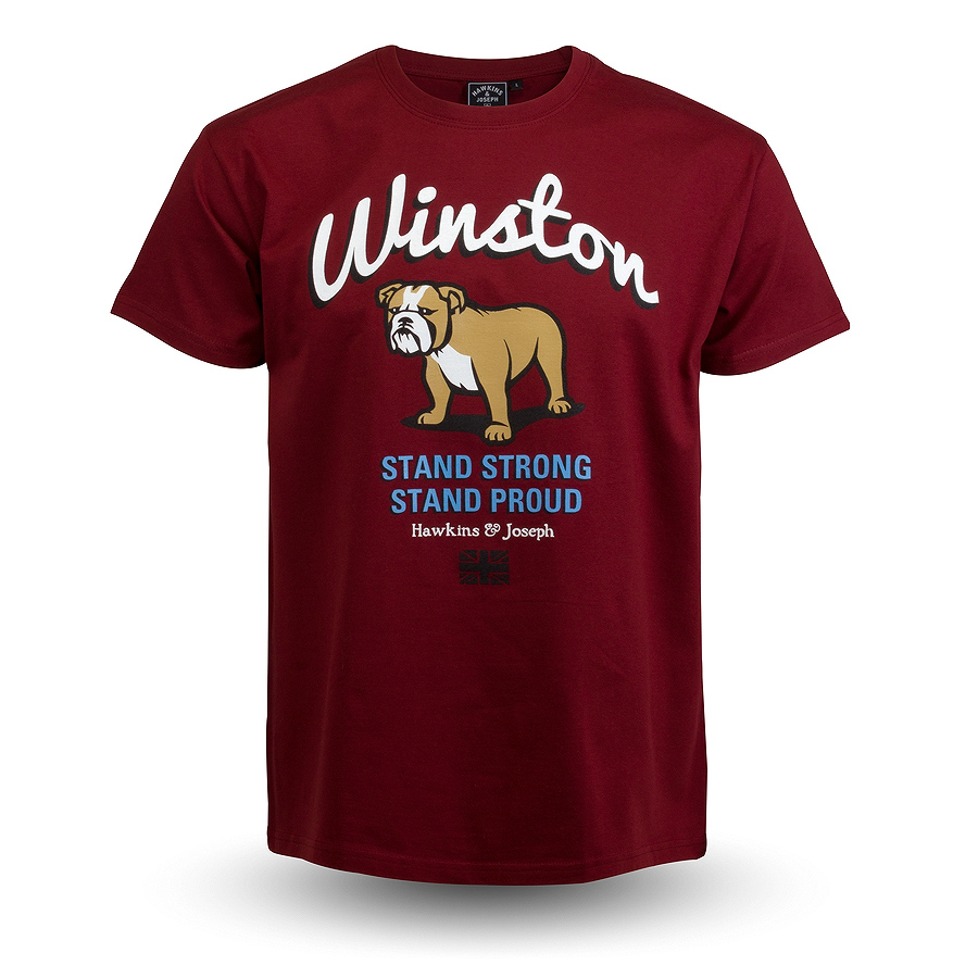 Футболка Hawkins & Joseph - Winston The Bulldog Stand Strong T-Shirt (oxblood)