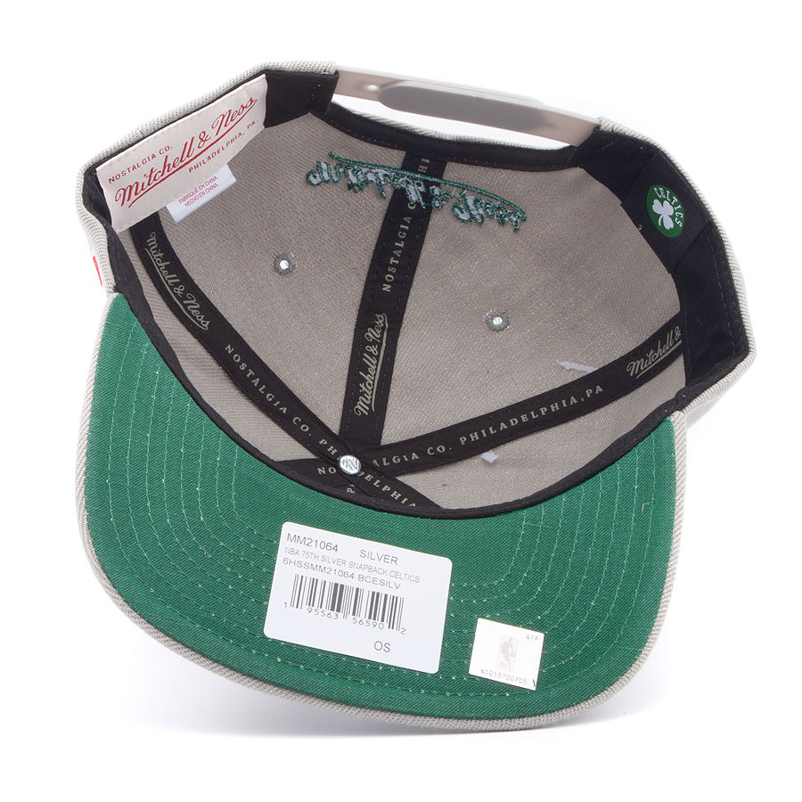 Бейсболка Mitchell & Ness - Boston Celtics 75th Silver Snapback