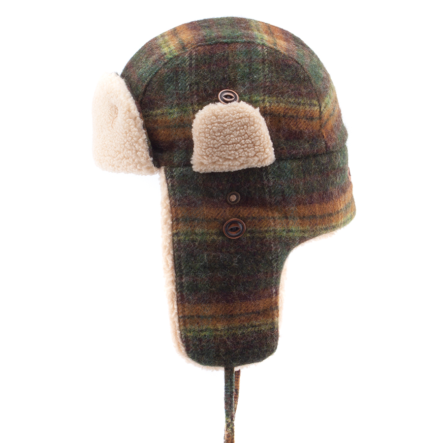 Шапка-Ушанка Stetson - Bomber Cap Wool Check (dark green)