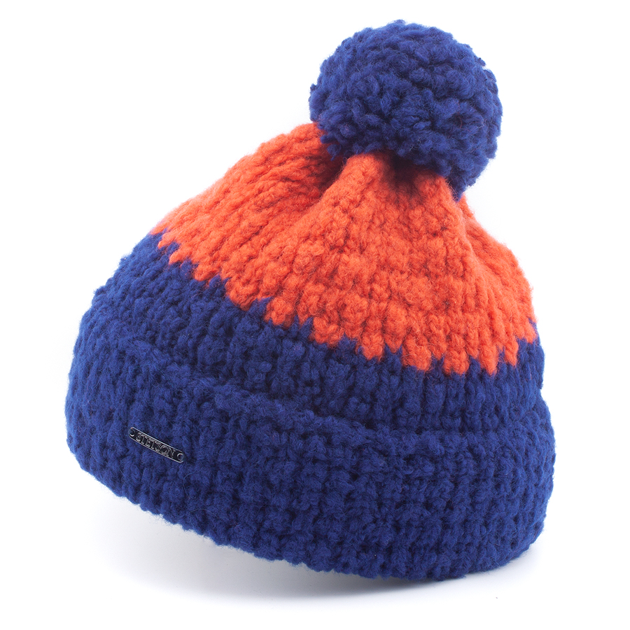 Шапка Stetson - Beanie Pompom Stetson Freestyle (royal/orange)