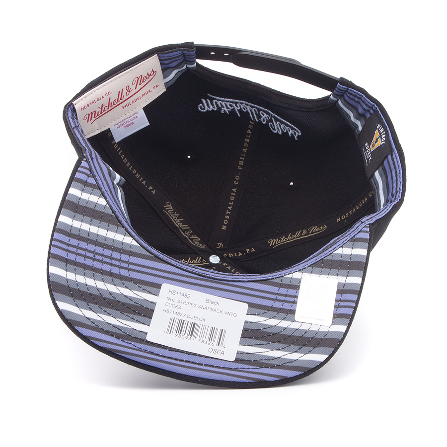 Бейсболка Mitchell & Ness - Stripes Snapback NHL Anaheim Ducks (black)