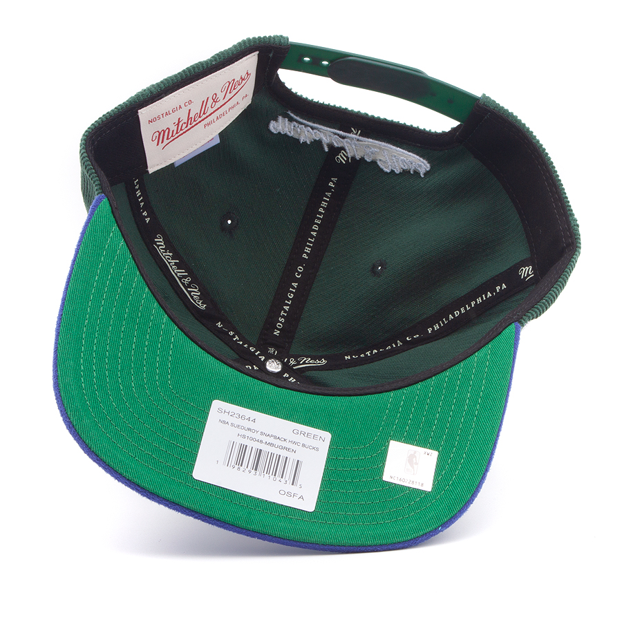 Бейсболка Mitchell & Ness - Sueduroy Snapback NBA Milwaukee Bucks (dark green)