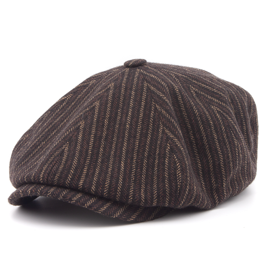 Кепка Stetson - 8-Panel Cap Woolen Stripe (dark brown/beige)