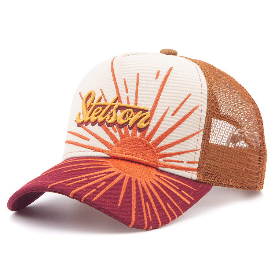 Бейсболка Stetson - Rising Sun Trucker Cap (beige/orange-red)
