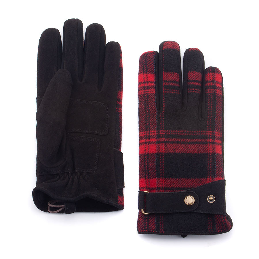 Перчатки Stetson - Gloves Goat Suede / Shadow Plaid (black-red)