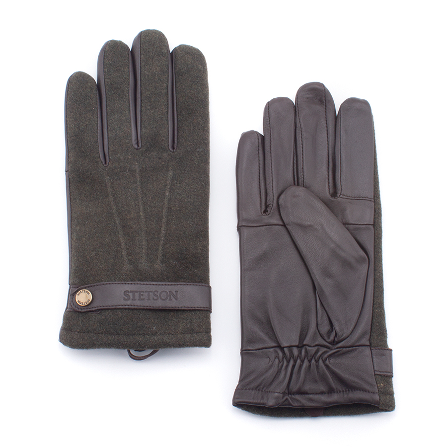 Перчатки Stetson - Gloves Sheep Nappa/Wool Conductive (brown olive)