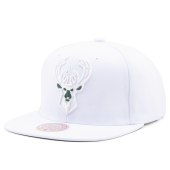 Бейсболка Mitchell & Ness - Milwaukee Bucks White Out TC Pop Snapback